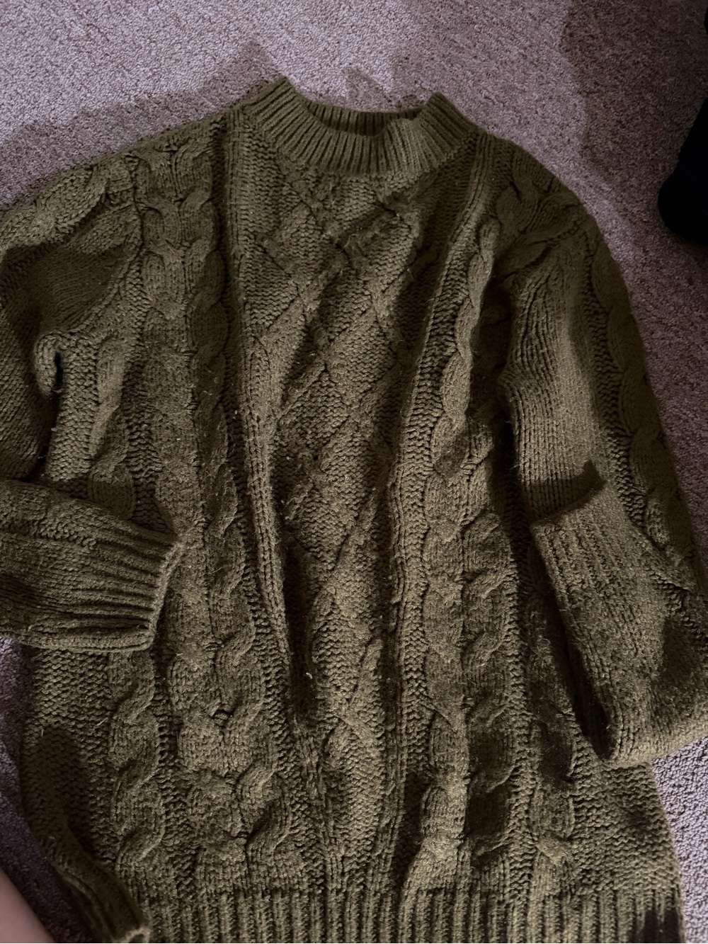 Forever 21 Olive Cable-Knit Pullover Sweater